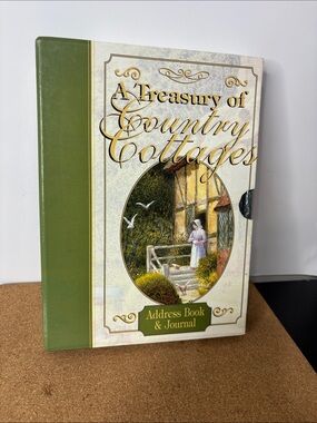 A Treasury of Country Cottages Address Book & Journal - Olive Green